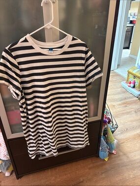 Striped Black & White womens midi dress